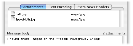 The message window with two attachments